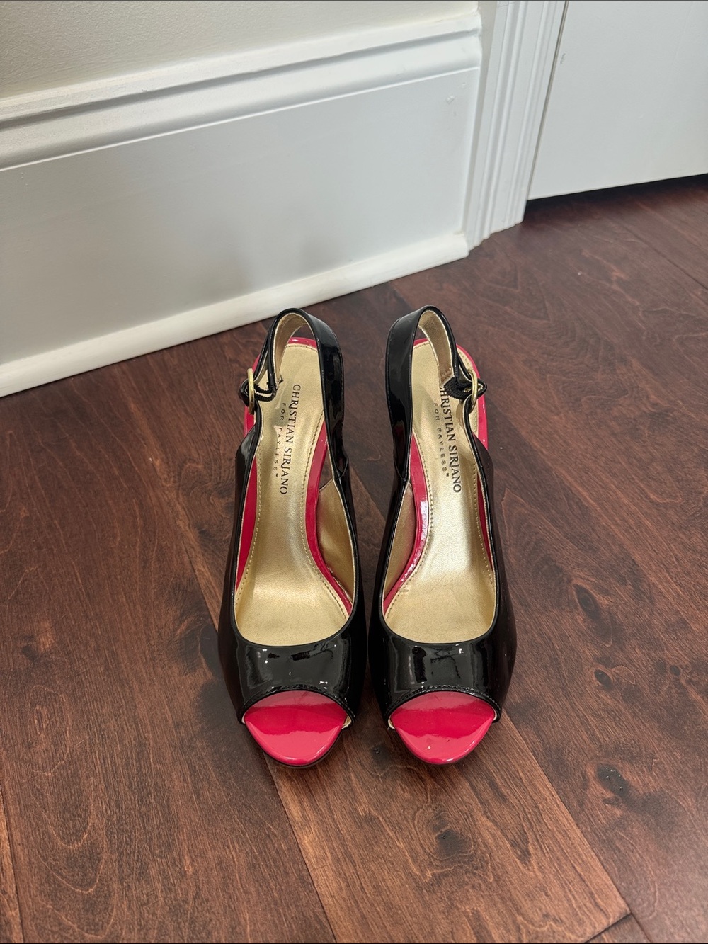 Christian Siriano Black Patent High Heels Slingback, adjustable buckle, size 7.5 - Picture 4 of 8